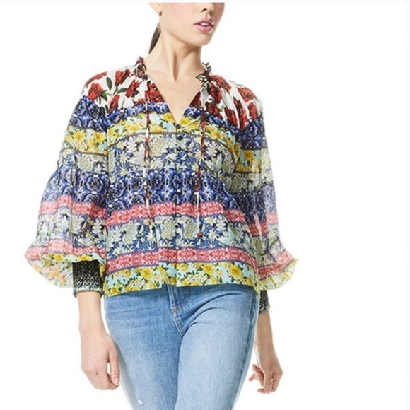 Alice + Olivia Marlyn Silk Blend Tie Top - Picture 6 of 10